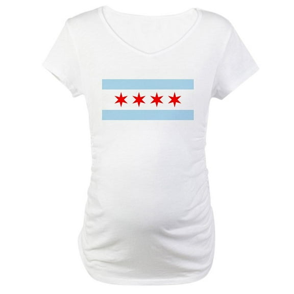CafePress - Chicago Flag Maternity T Shirt - Cotton Maternity T-shirt, Cute & Funny Pregnancy Tee