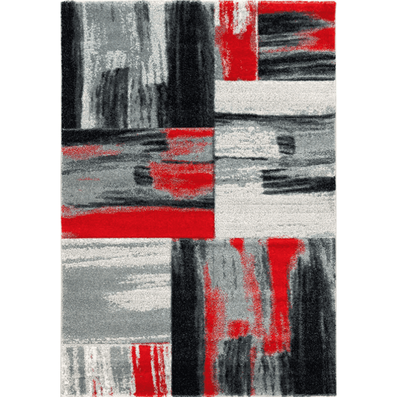 Ladole Tapis Moda Collection Doux Élégant Abstrait en Cuivre Fait en Europe Tapis de Zone en Rouge Noir Gris, 3'9" x 5'2" (115cm x 160cm)