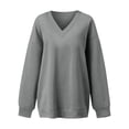 thumbnail image 5 of Evdexr Women's Sweatshirts Drop Shoulder V Neck Loose Fit Fall Winter Lightweight Casual Sweatshirt Plus Size Solid Oversized Trendy Tops S, 5 of 7