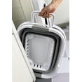 thumbnail image 3 of SAMMART Cesta plegable de plástico para la colada de 35 L (9,24 galones) con asa y ruedas – Contenedor/organizador de almacenamiento plegable con asa y ruedas – Ahorro de espacio (1, blanco/gris), 3 of 5