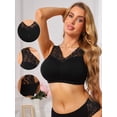 thumbnail image 3 of DARING DIVA Women's Lace V Back Wireless Full Coverage Push Up Pullover Bra 3XL Black, 3 of 6