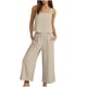 thumbnail image 1 of Mujer Pantalones Casual sin Mangas Cuello Redondo Blusa con Cintura Elástica Suelta Bolsillos Pantalones Conjunto de Dos Piezas, 1 of 9