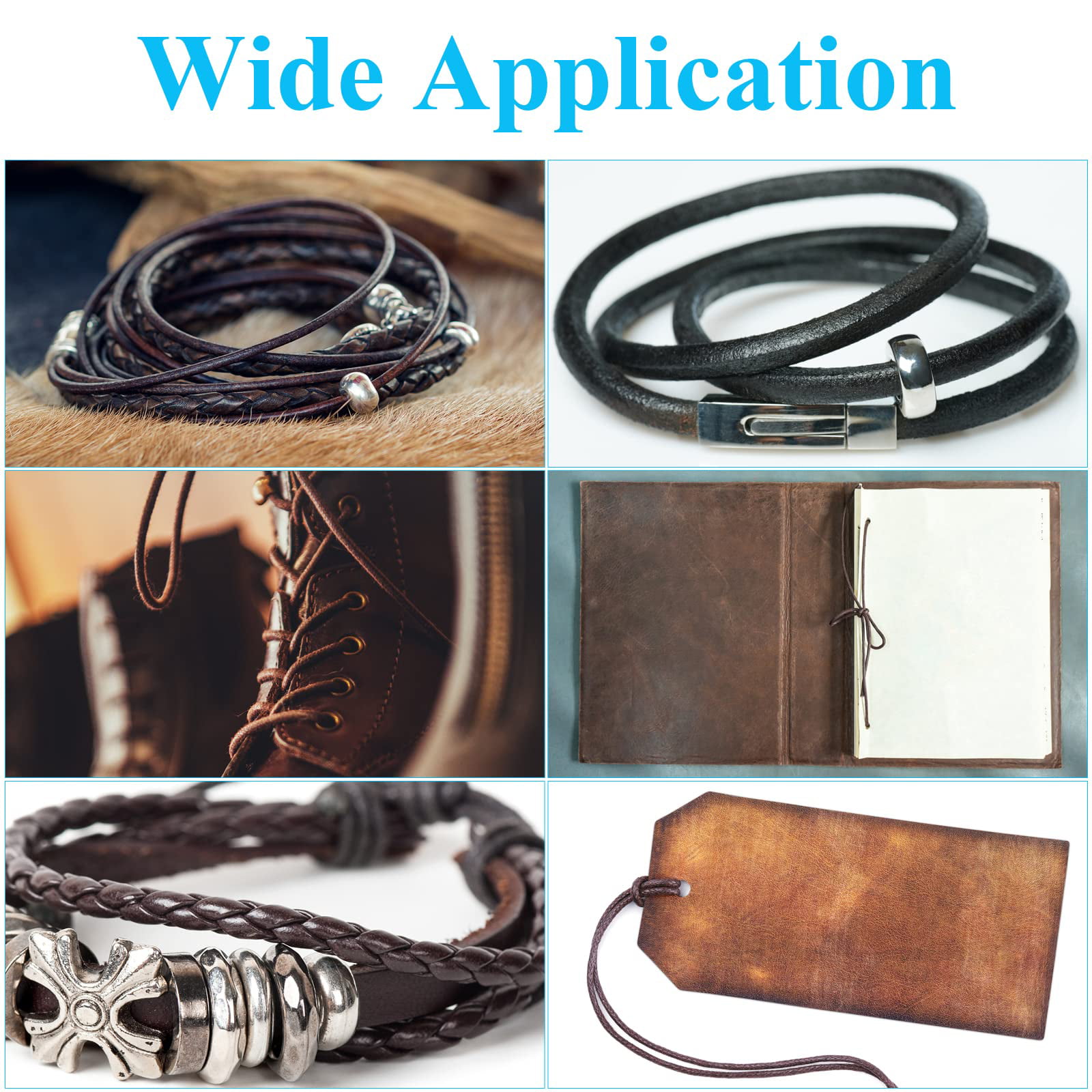 Didiseaon 4 Rolls Single Layer Leather Strap Leather Cord Lace Leather  Traction Ropes Leather Straps for Crafts Wallet Straps Carassosories DIY