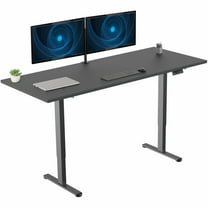 VIVO Dual Motor 71” x 30” Standing Desk, 1-Piece Black Top, Black Frame