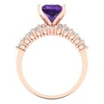 thumbnail image 4 of 2.66 ct Brilliant Princess Cut Natural Amethyst 18K Rose Gold Solitaire with Accents Engagement Bridal Wedding Ring Band Set size 10, 4 of 7
