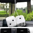 thumbnail image 2 of Pair Of Retro Square Mirror Hanging Couple Fuzzy Plush Dice, 2 of 5