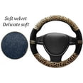 thumbnail image 5 of Luxury Leopard Print Fashionable Plush Car Steering Wheel Cover, Universal Fit, Keep Warm for Car SUV, Beige and Black, 5 of 11