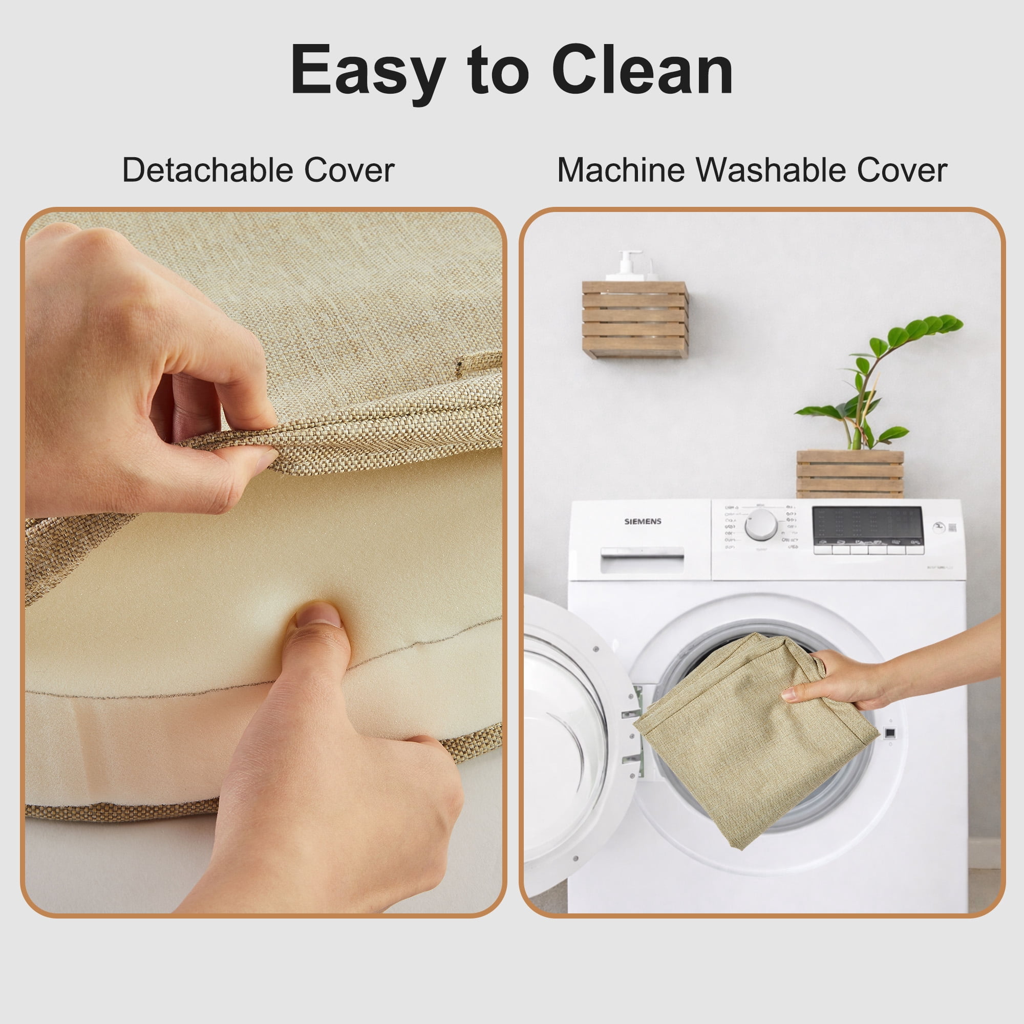 Panpaddle Outdoor Seat Pads Seat Cushions 4-Piece Solid Waterproof Patio Seat Chair Cushions 17"X16"X2" Rounded Square Patio Cushions, Beige, Set of 4