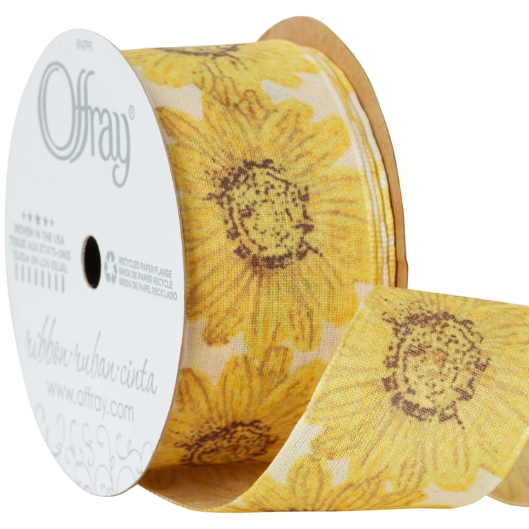 sunflower ribbon品 Amazon.com: Whaline 36 Yard Sunflower Wired Edge Ribbon 6