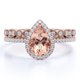 thumbnail image 1 of JeenMata Juego de Boda Antiguo de 1,5 TCW con Milgrain de Morganita y Moissanita Talla Pera sobre Oro Rosa de 18 K sobre Plata, 1 of 6