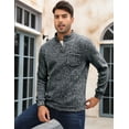 thumbnail image 3 of Men's Long Sleeve Henley Fleece Sweatshirt - 2-Button Placket - Comfortable Cotton Blend for All Seasons, 3 of 9