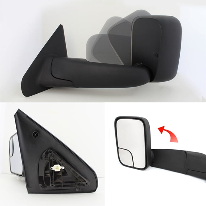 AKKON - For 02-08 Dodge Ram Extendable Towing Power Telescoping Wide Angle Side Mirrors Driver Left Side