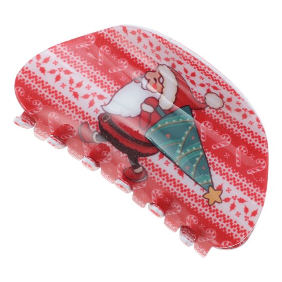 Unique Bargains 1 Pc Christmas Hair Clips Semicircle Elder Hairdo Clip for Christmas 3.35"x1.77"x1.77" Red Green