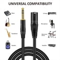 thumbnail image 4 of Paquete de 2 Cables de Micrófono Estéreo de Audio Macho A XLR Macho de 6,35 mm y 1/4 de Pulgada - Cable de Micrófono de Altavoz Balanceado Macho A XLR Macho, 1 Metro, 4 of 8