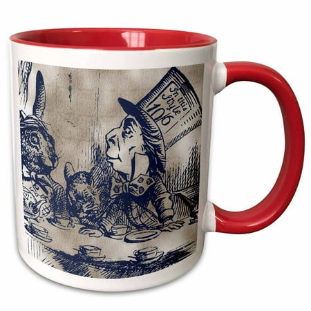 

3dRose Mad Hatter Vintage Alice in Wonderland Tea Party - Two Tone Red Mug 11oz (mug_110204_5)