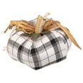 thumbnail image 3 of Northlight Plush Plaid and Jute Pumpkin Fall Harvest Decoration - 6.5" - White and Black, 3 of 5