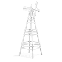 UBesGoo 6.6' Wooden Windmill , Weather-Resistant Outdoor Decor for Gardens and Patios, White