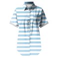 thumbnail image 5 of TKLPEHG Womens Tops Dressy Casual Loose Short Sleeve T Shirts Casual Striped Print Graphic Tee Going Out Tops Button Lapel Shirts Lightweight Summer Blouses(Light Blue,XXXL), 5 of 7