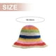 thumbnail image 2 of Sombrero de paja arcoíris con circunferencia de la cabeza de 56-58 cm, para mujer, protector solar de verano, para playa, sombrero de pescador, sombrero con rayas que cubre la cara, 2 of 5