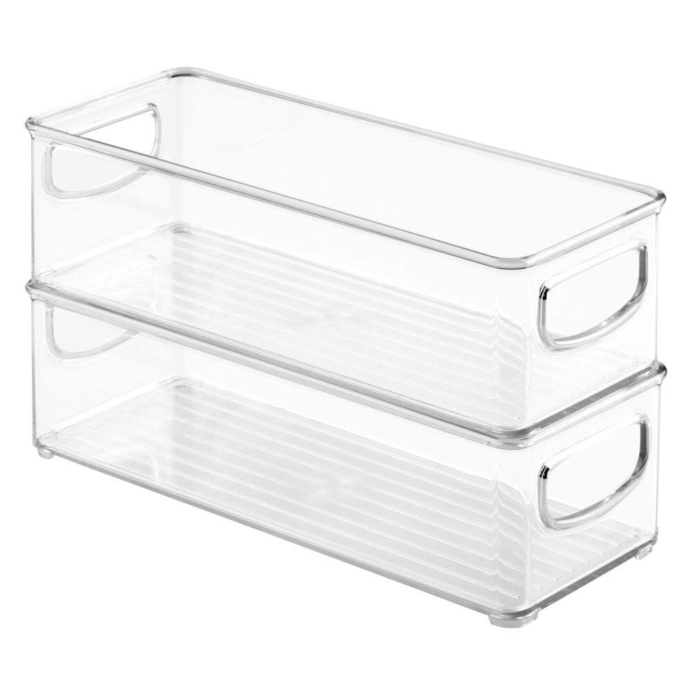 mDesign Small Plastic Kitchen Storage Container Bins with Handles for