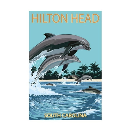 Hilton Head, South Carolina - Dolphins Jumping Print Wall Art By Lantern (Best Place To See Dolphins In Hilton Head)