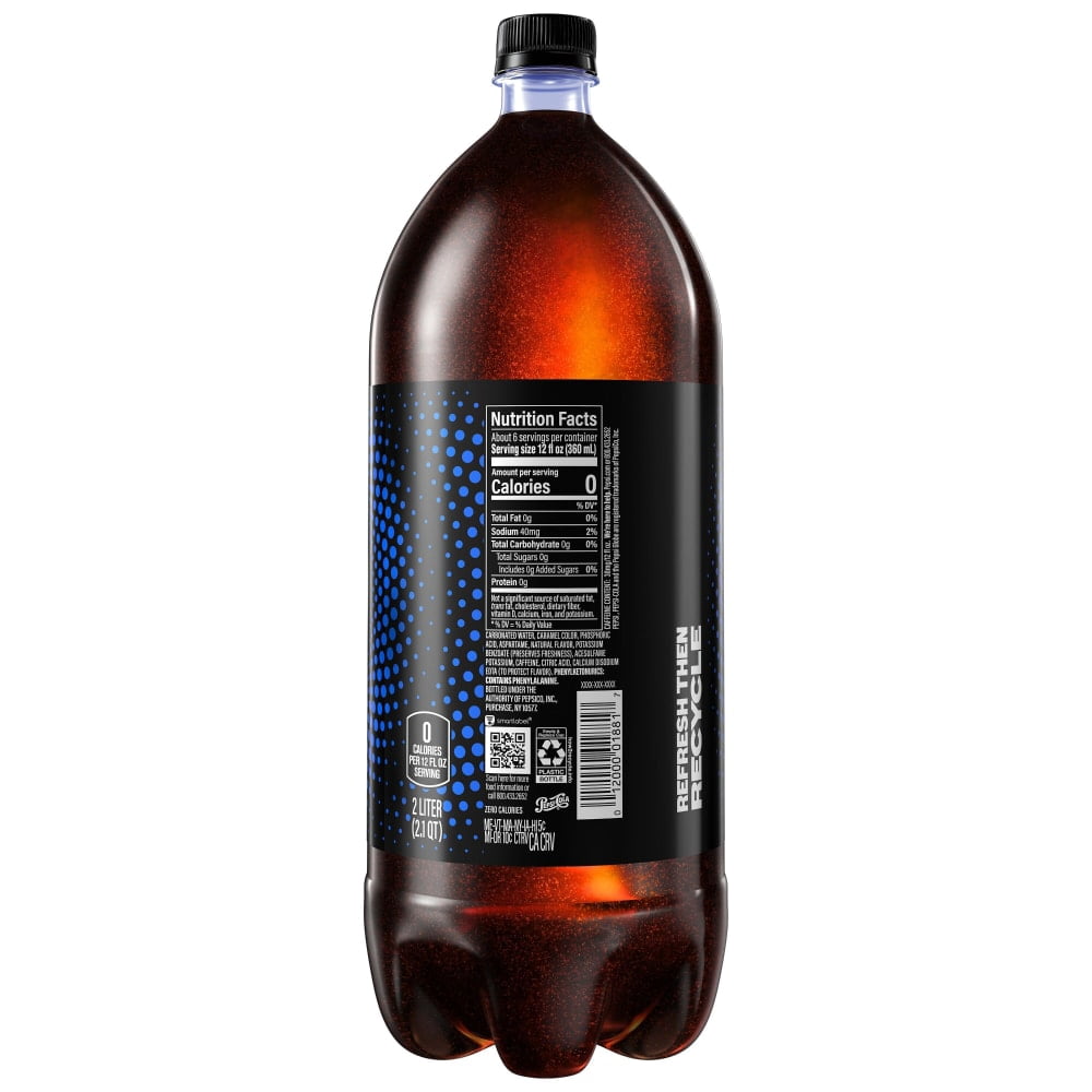 Pepsi Cola Zero Sugar Soda Bottle 2 liter - 3 Pack