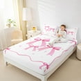 thumbnail image 4 of Feelyou Cute Watercolor Bow Queen Sheet Sets for Child, Kawaii Bowknot Stars Pink Flat Sheet, Dreamy Princess Ribbon Queen Fitted Sheet, Lightweight Room Decor, 4-Piece, 4 of 7