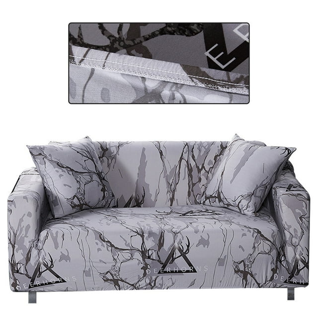 Advancent Funda de sofá Universal elástica transpirable resistente al desgaste funda impresa 4 personas tipo 2 Decoración del hogar Gris jaspeado 4 personas