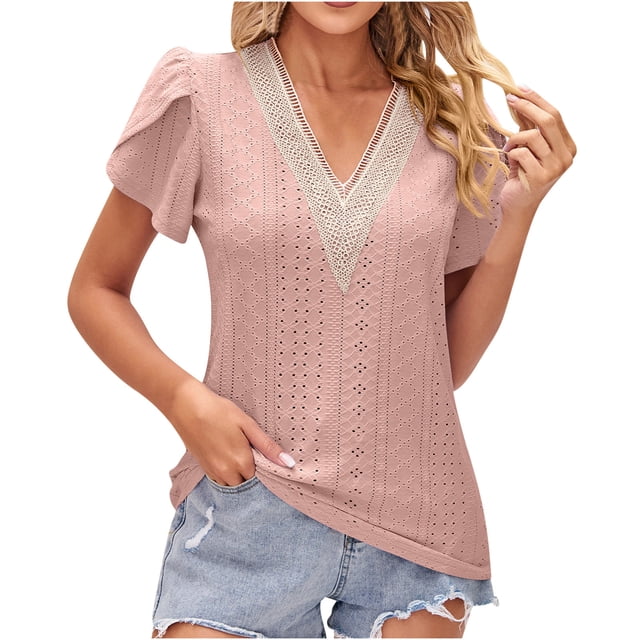 Birdeem Blouse Mode Femme Manches Courtes Col en V Ample Manches Bouffantes Imprimé