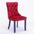 thumbnail image 2 of High-End Tufted Solid Wood Chair, Velvet Upholstered Dining Chair with Wood Legs, Suitable for Living Room, Dining Room, Burgundy, 2 of 9