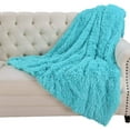thumbnail image 5 of YJ.GWL Soft Shaggy Throw Blanket Fluffy Plush Bed Throws Fuzzy Sherpa Fleece Blankets for Couch, Sofa,Chair,60"x80",Teal Blue, 5 of 7