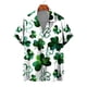 thumbnail image 4 of Camisas de playa hawaianas nuevas de verano para hombres y mujeres, camisa para parejas, camisa de manga corta con solapa y estampado 3D de trébol de cuatro hojas, camisas florales, tops, 4 of 5