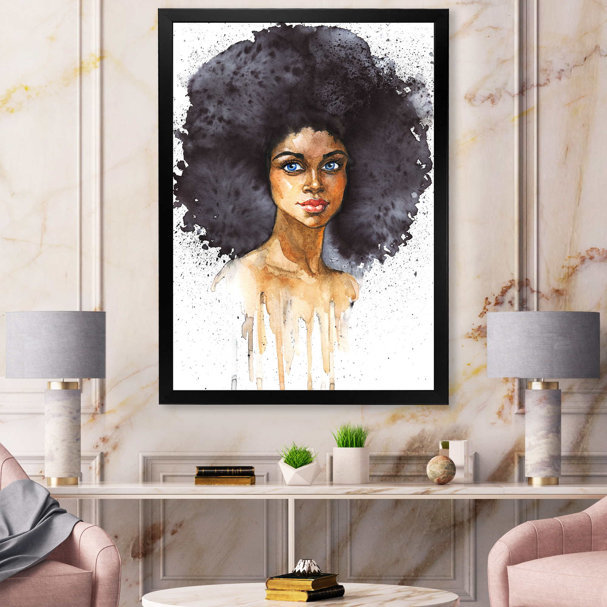 Designart 'Portrait of Afro American Woman X' Modern Framed Art Print
