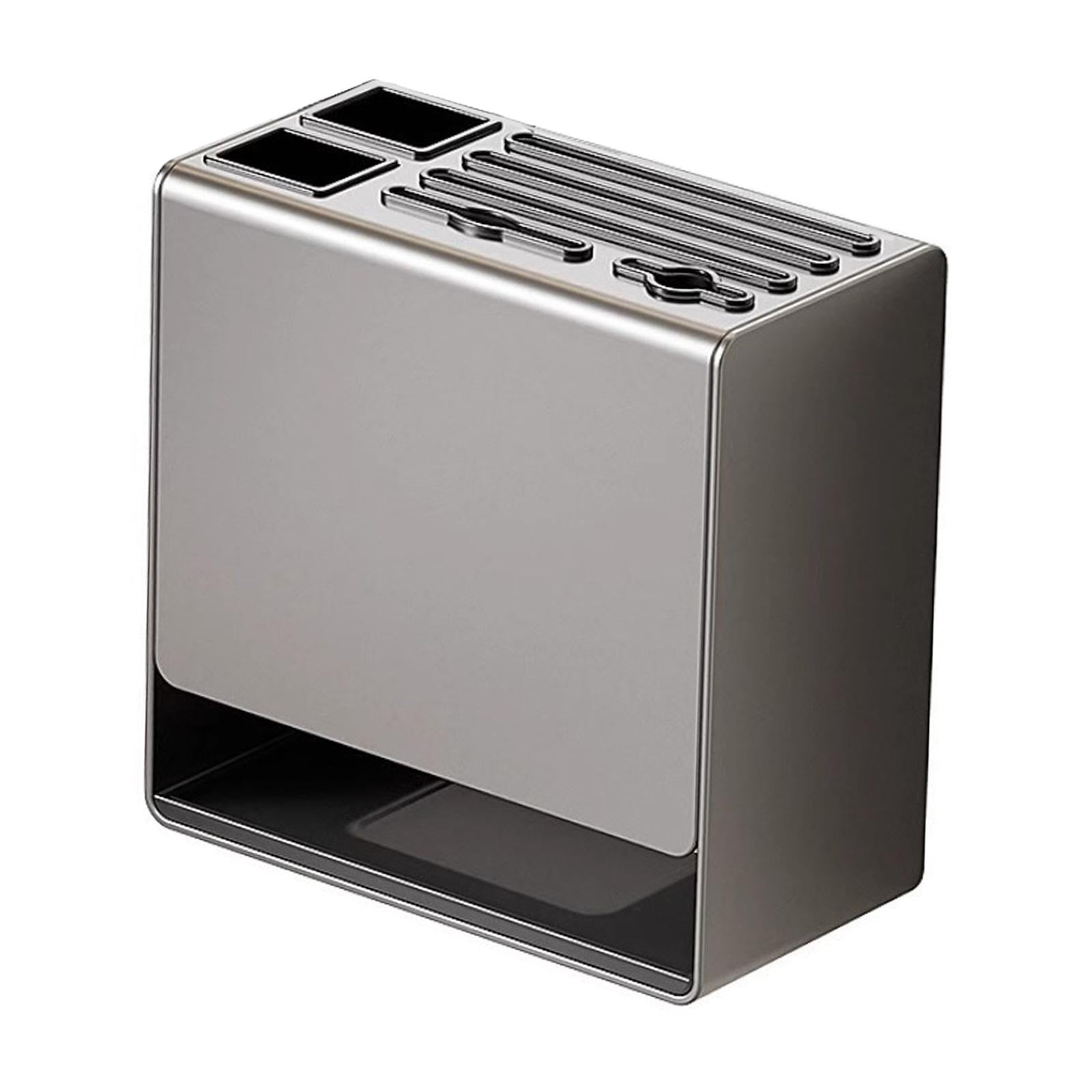 Fiocias Knife Block Carbon Steel Multiple Slots with Drain Tray Knife Utensil Holder Countertop