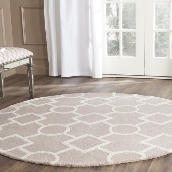 SAFAVIEH Cambridge Joyce Geometric Wool Area Rug, Beige/Ivory, 6' x 6' Round
