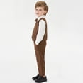 thumbnail image 6 of mgoYE 18 Month Boy Clothes Baby Boy Formal Long Set Toddler Fall Gentleman Outfit Kid Long Sleeve Bowtie Shirt Suspender Longs Suit(Brown,4-5 Years), 6 of 9