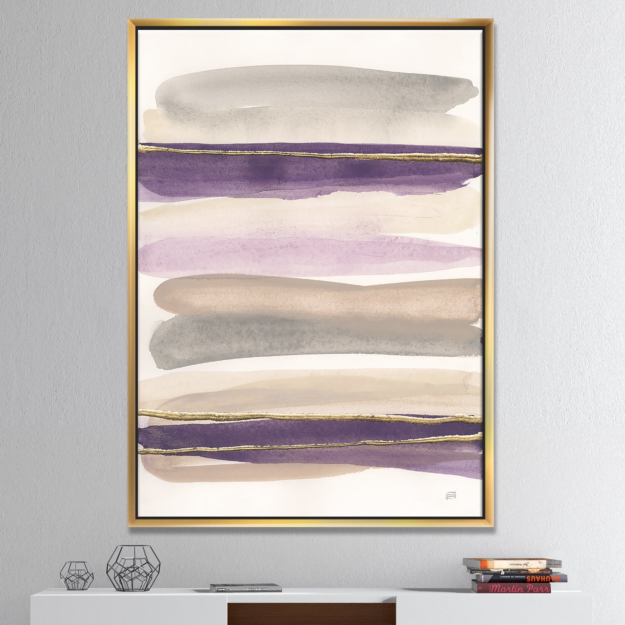 Designart ' Shape of Glam Purple ' Shabby Chic Framed Canvas