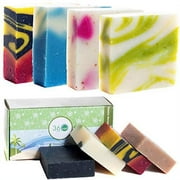 360Feel Assorted Handmade Soap Bars Gift Set with 4 Count, Earthy, Floral, Fruity Scents