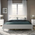 thumbnail image 3 of Queen Size Classic Solid Wood Platform Bed with Wear-Resistant Finish, Modern Floor Bed Frame with Extra Bed Legs for Bedroom, White, 3 of 7