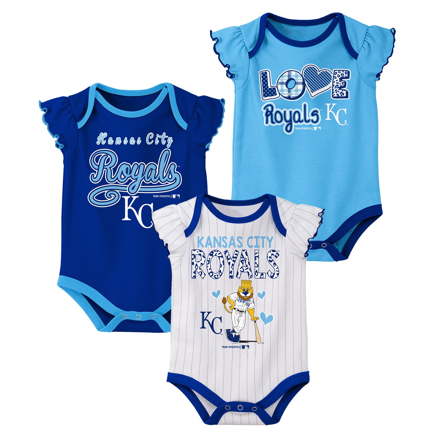 Majestic Kansas City Royals Baby//Infant Go Team 3 Piece Creeper Set