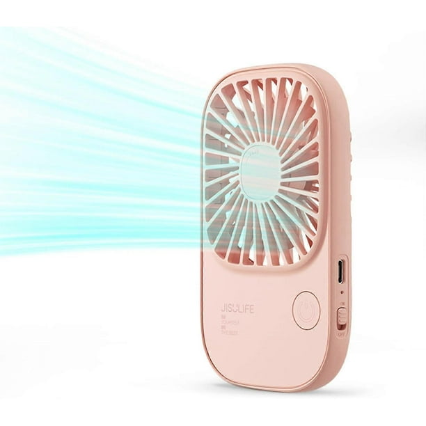 Handheld Fan Mini Fan, Portable Small Fan with Stand, USB Rechargeable Eyelash Fan, 3 Speeds, Makeup Fan Eyelash Fan for Office Outdoor Travel - Pink