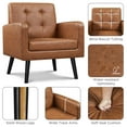 thumbnail image 5 of Yaheetech Modern Faux Leather Tufted Accent Chair, Retro Brown, 5 of 9