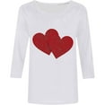 thumbnail image 3 of TYGHBN Women's Fashion Valentine's Day Printed Round Neck Three Quarter Sleeve Casual T Shirt Top Polyester Tees Women Short Sleeve Active Wear Womens Hiking Athletic Tops for Women Long Sleeve Tops, 3 of 3