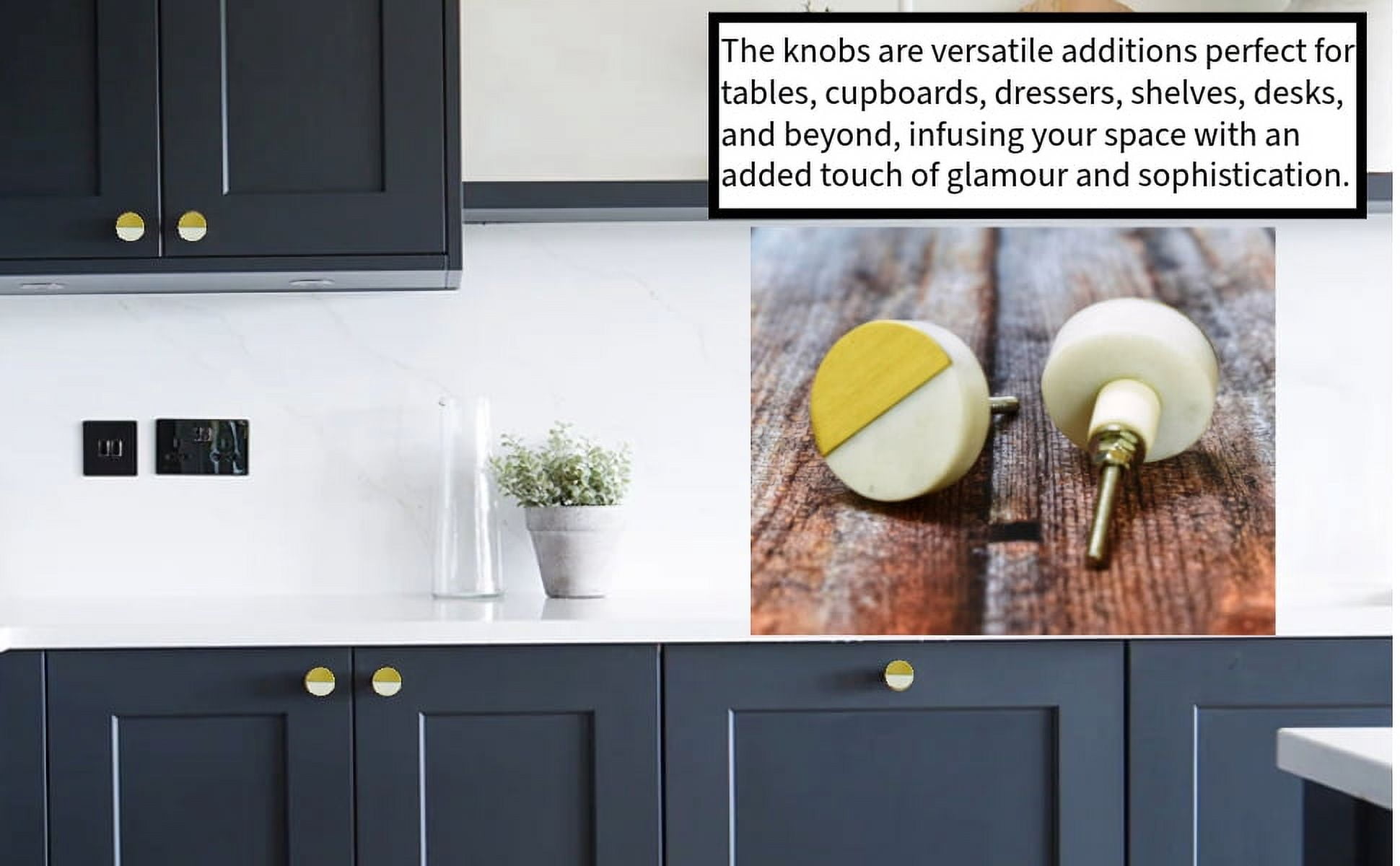 India House- Marble Knobs for Dresser Drawers Chest Cupboard Bathroom Drawer Door Cabinet Kitchen Handmade Handles Pull Knob Pack of 6