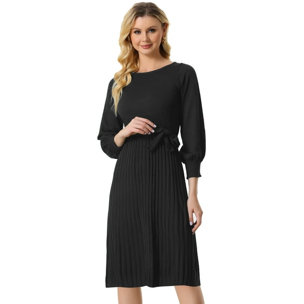 Vestido de Punto Allegra K con Cinturón para Mujer Negro S