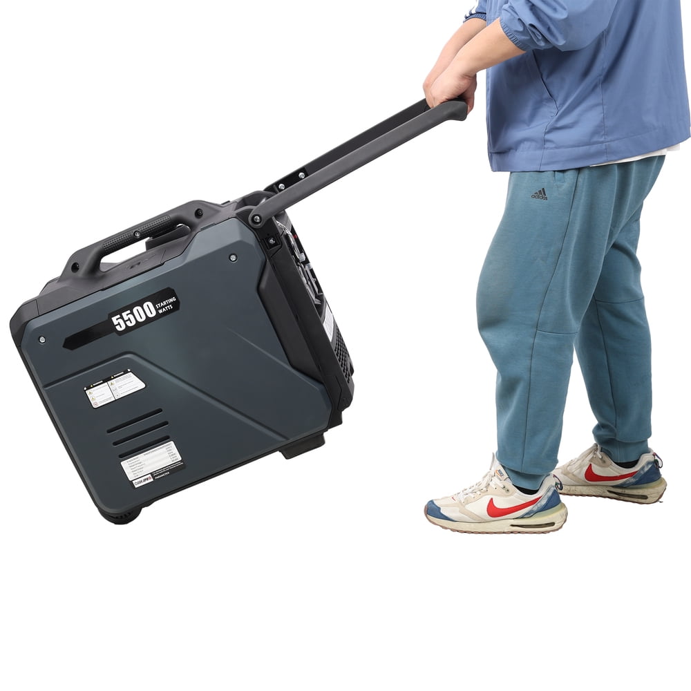Super Quiet 5.5KW Portable Inverter Generator Dual Fuel Gas & LPG 224cc 4-Stroke Electric & Remote Start Foldable Handle Wheels CO Sensor EPA Compliant