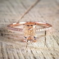 thumbnail image 5 of Emerald Cut Morganite Solitaire With Accent Wedding Engagement Bridal Set Ring For Women 14k Rose Gold Finish, 925 Sterling Silver, 5 of 6