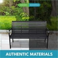 thumbnail image 2 of Patio Bench 45.7in WPC & Steel Outdoor Seating | Black | Slat Back, 2 of 8