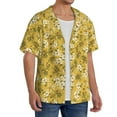 thumbnail image 4 of Vsdgher Flower Print Men's Wrinkle Free Untucked Cuban Shirt Business Casual Button Down Shirts Short Sleeve Shirt, 4 of 7
