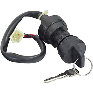 AlveyTech 3 Wire Ignition Key Switch for ATVs & Dirt Bikes (Threaded Shaft Mount)
